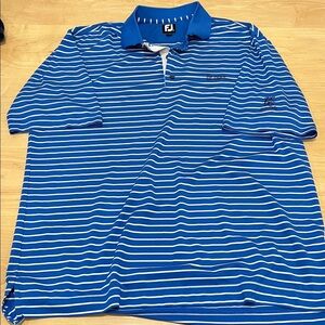 FootJoy Royal Blue and White Striped Polo Shirt